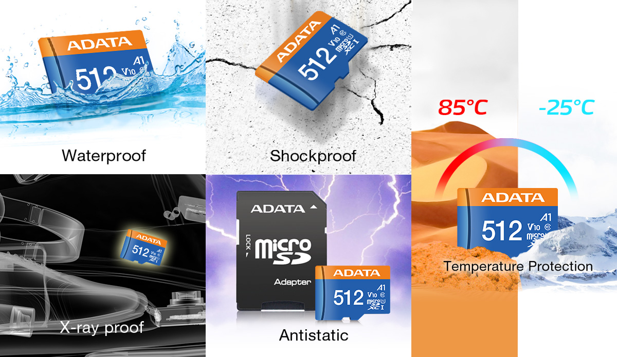 کارت حافظه microSDXC ای دیتا مدل Premier کلاس 10 استاندارد UHS-I V10 A1سرعت 100MBps ظرفیت 32، 64 و 128 گیگابایت به همراه آداپتور SD