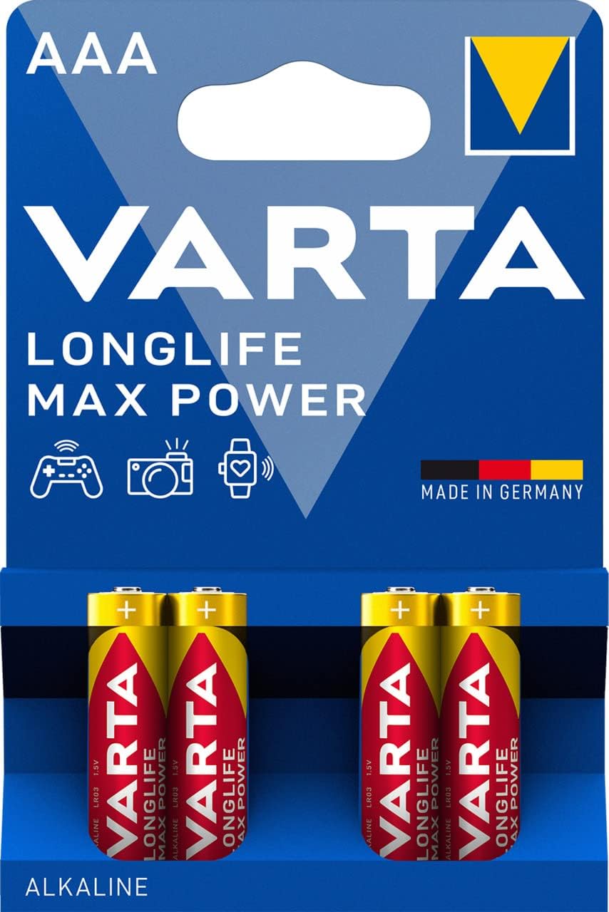 5باتری وارتا آلمان سایز AAA (نیم قلمی)  پک 4 تایی مدل  Long Life Max Powerباتری وارتا آلمان سایز AAA (نیم قلمی)  پک 4 تایی مدل  Long Life Max Power