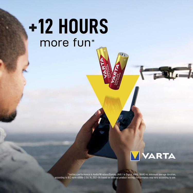 باتری وارتا سایز AA (قلمی) پک 4 تایی مدل Long Life Max Power