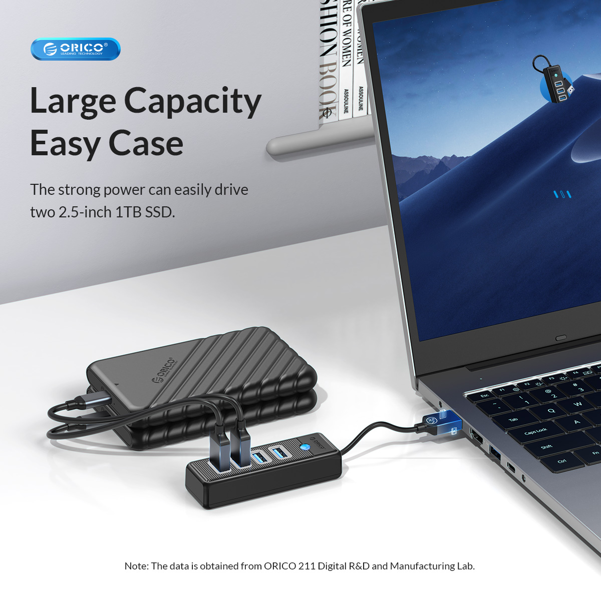 هاب USB3.0 چهار پورت مدل ORICO PW4U-U3 ف