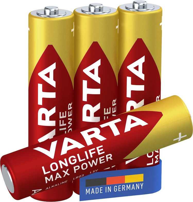 6باتری وارتا آلمان سایز AAA (نیم قلمی) پک 4 تایی مدل Long Life Max Power