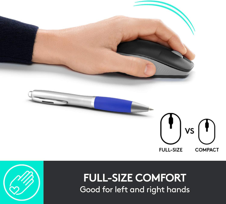 ماوس بیسیم لاجیتک M190 - طراحی منحنی دوسویه،