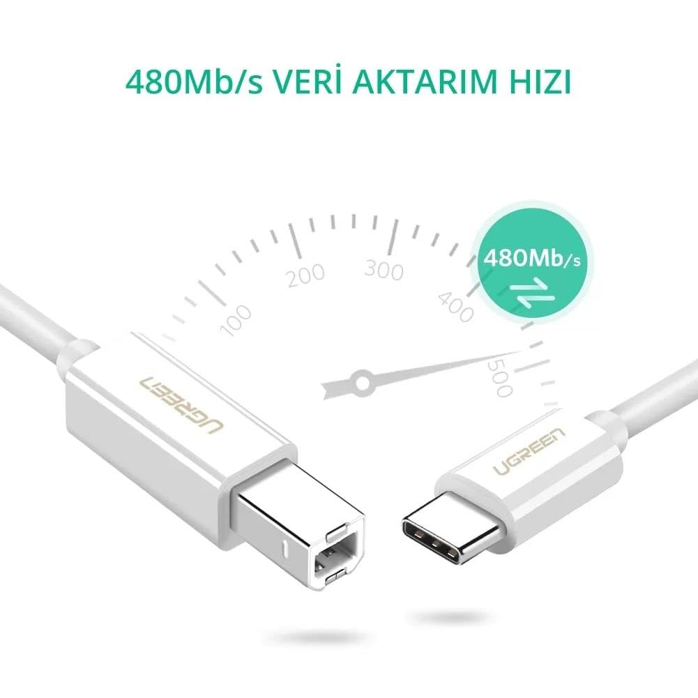 کابل USB-C پرینتر یوگرین مدل 40417-US241 طول 1.5 متر سرعت کابل