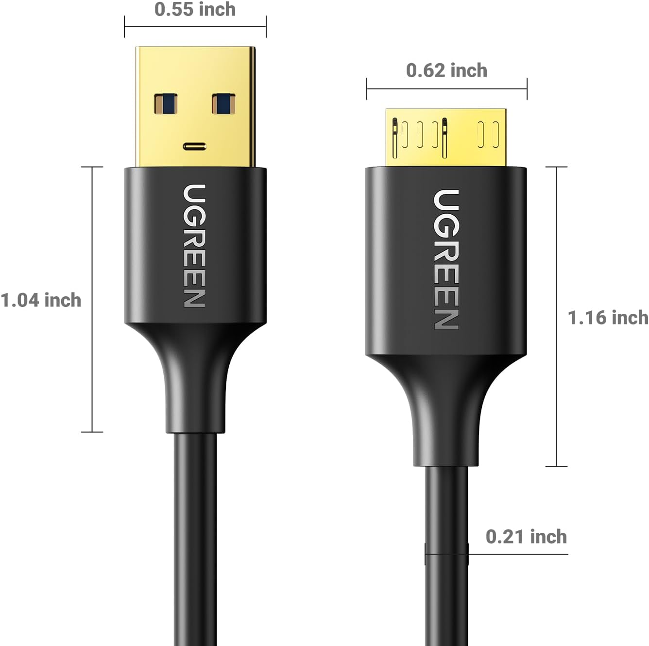 کابل هارد USB3.0 Micro B یوگرین طول یک متر مدل US130 10841 سایز سوکت