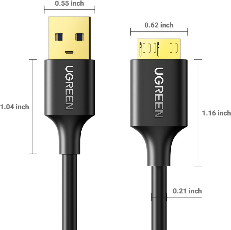 کابل هارد USB3.0 Micro B یوگرین طول یک متر مدل US130 10841 سایز سوکت