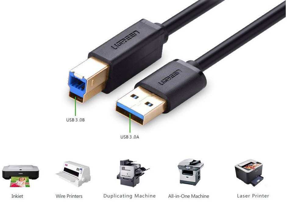 کابل 3.0 USB پرینتر یوگرین مدل US210-10372 طول 2 متر