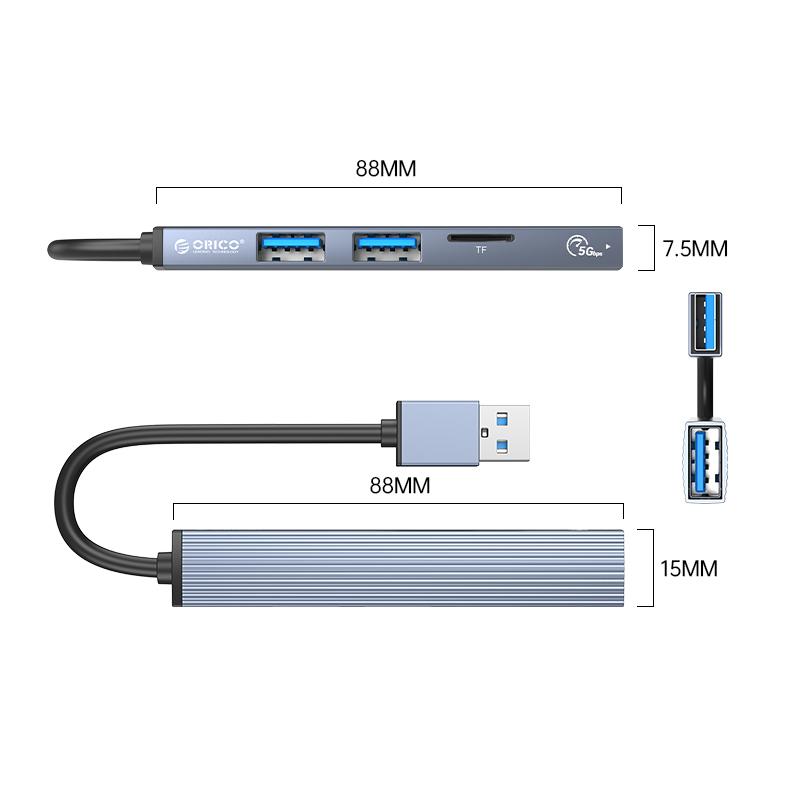 هاب 4 پورت USB3.0 اوریکو با کارت ریدر مدل AH-A12F