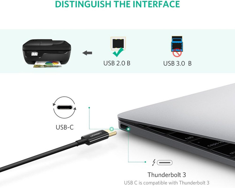 کابل USB-C پرینتر یوگرین مدل 50446-US241 طول 2 متر ح