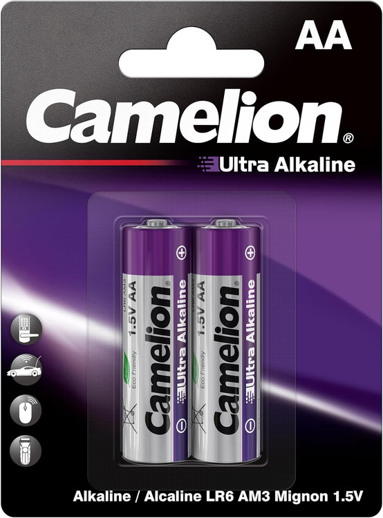 باتری قلمی کملیون مدل اولترا آلکالاین بسته 2 عددی پک دار