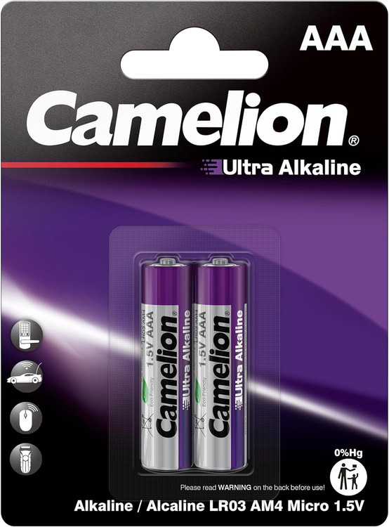 باتری نیم قلمی کملیون مدل اولترا آلکالاین بسته 2 عددی پک شده