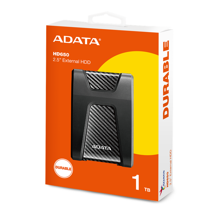 هارد دیسک اکسترنال یک ترابایت ای دیتا مدل HD650 مشکی با پک