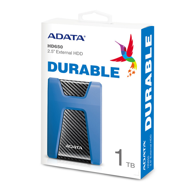 هارد دیسک اکسترنال یک ترابایت ای دیتا مدل HD650 آبی با پک