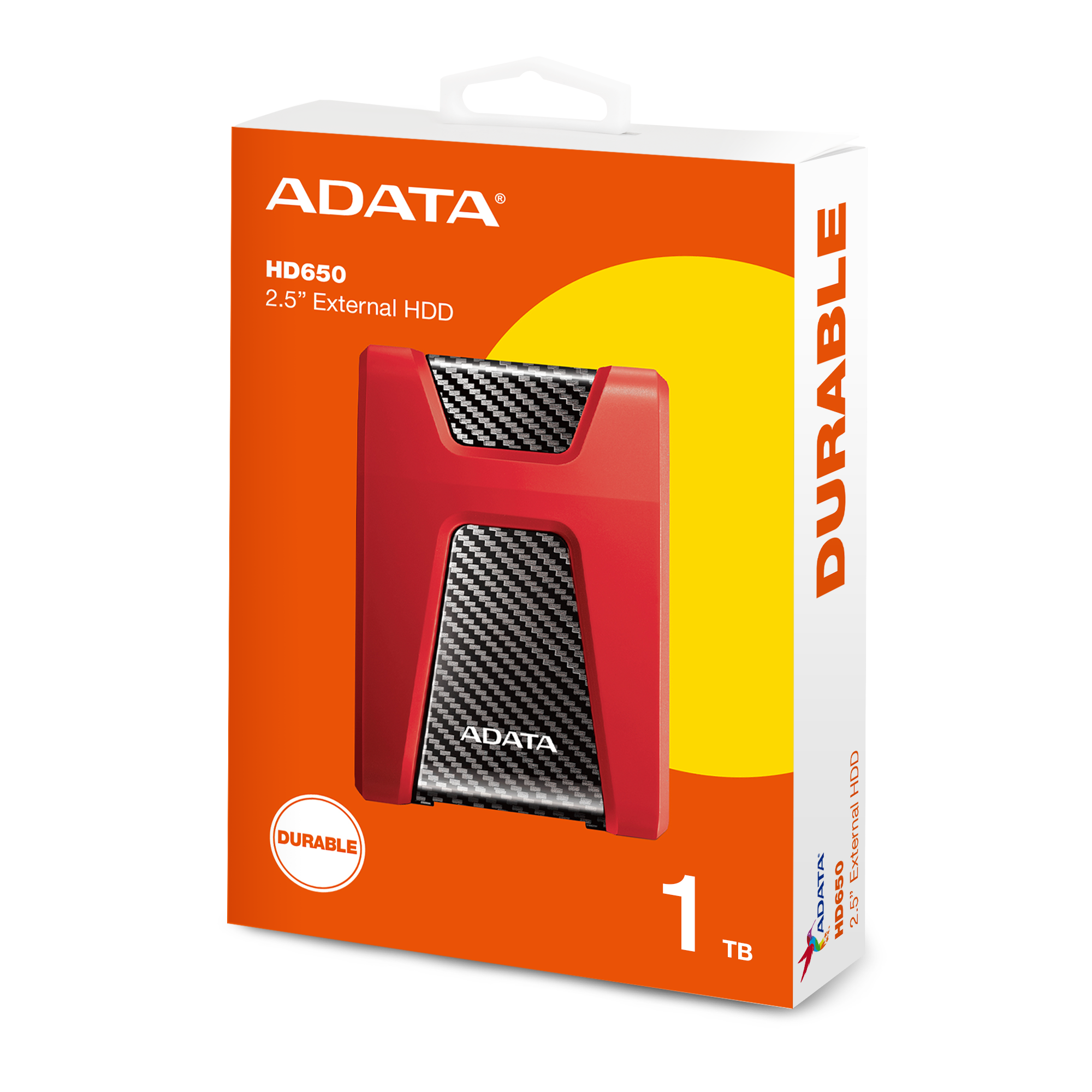 هارد دیسک اکسترنال یک ترابایت ای دیتا مدل HD650 قرمز با پک