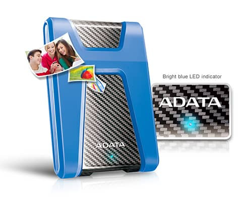 هارد دیسک اکسترنال یک ترابایت ای دیتا مدل HD650 آبی با چراغ