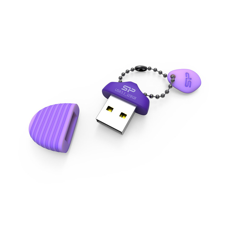 فلش سیلیکون پاور مدل Jewel J30 ظرفیت 64 گیگابایت بنفش درب باز