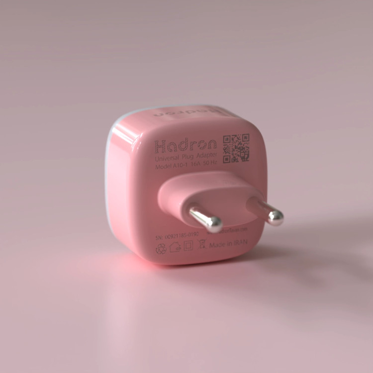 تبدیل دوشاخه برق هادرون مدل A10 صورتی 2