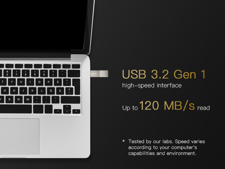 فلش مموری ایسر مدل UF300 USB 3.2 ظرفیت 32 گیگابایت متصل به لپ تاپ