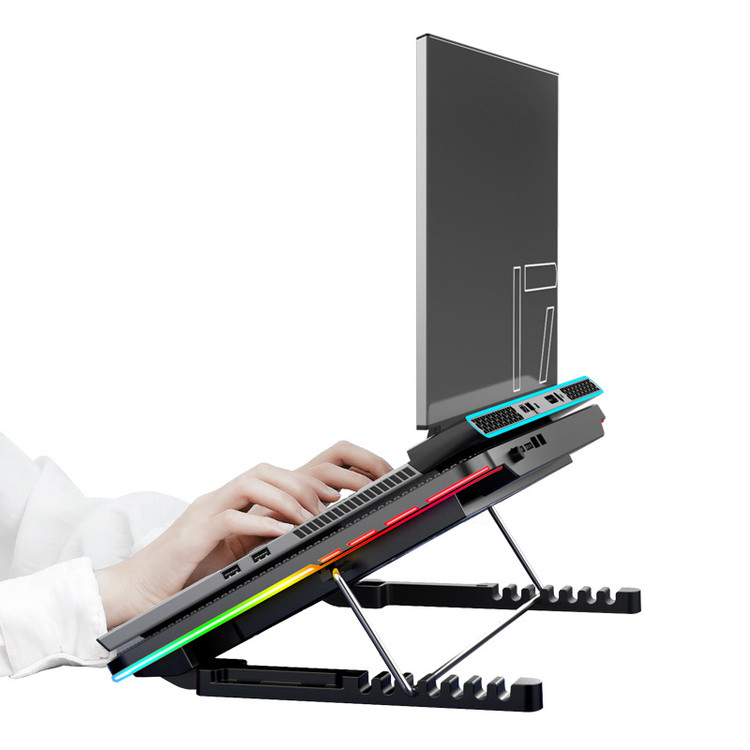 پایه خنک کننده لپ تاپ کول کلد مدل F5 RGB لپ تاپ بفل