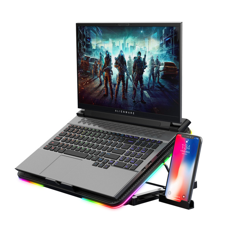 پایه خنک کننده لپ تاپ کول کلد مدل F5 RGB با استند موبایل