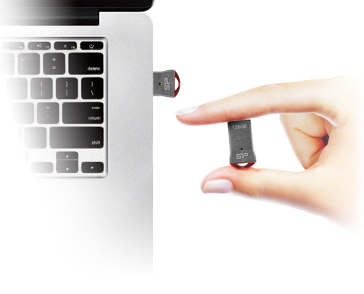 فلش مموری سیلیکون پاور مدل Jewel J01 USB 3.2 ظرفیت 64 گیگابایت وصل به لپ تاپ