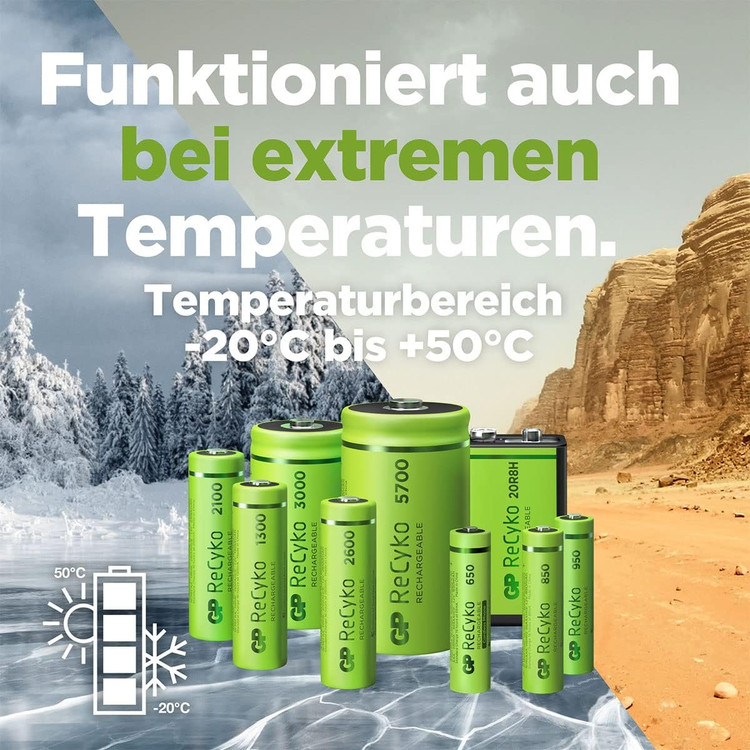 باتری نیم قلم شارژی جی پی مدل ReCyko Rechargeable 950mAh بسته دو عددی انواع