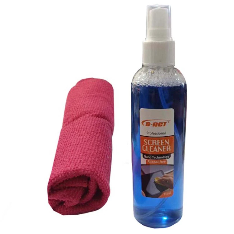 کیت تمیزکننده LCD و LED دی نت مدل نانو 250 میلی لیتر اسپری و دستمال قرمز