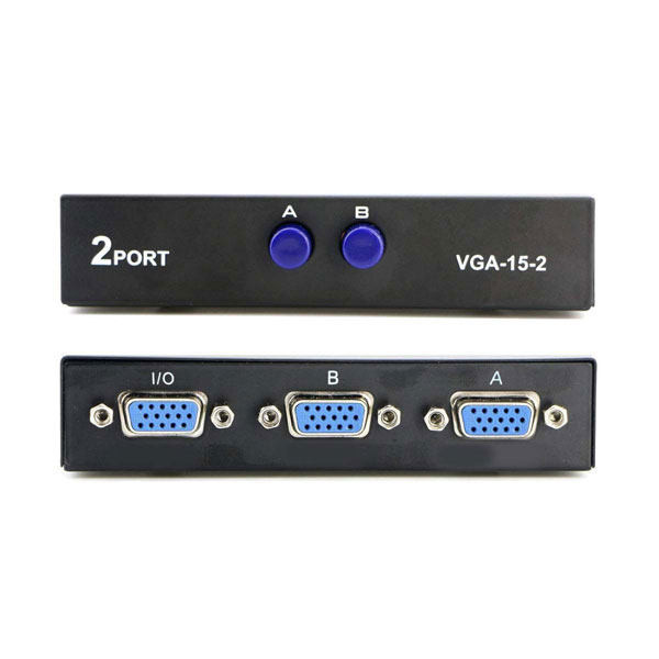 سوئیچ 2 پورت VGA دی نت مدل VGA-15-2 پشت و جلو