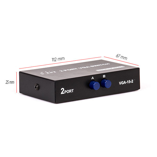سوئیچ 2 پورت VGA دی نت مدل VGA-15-2 ابعاد