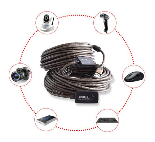 کابل افزایش طول USB 2.0 برددار دی نت DT-461 طول 20 متر