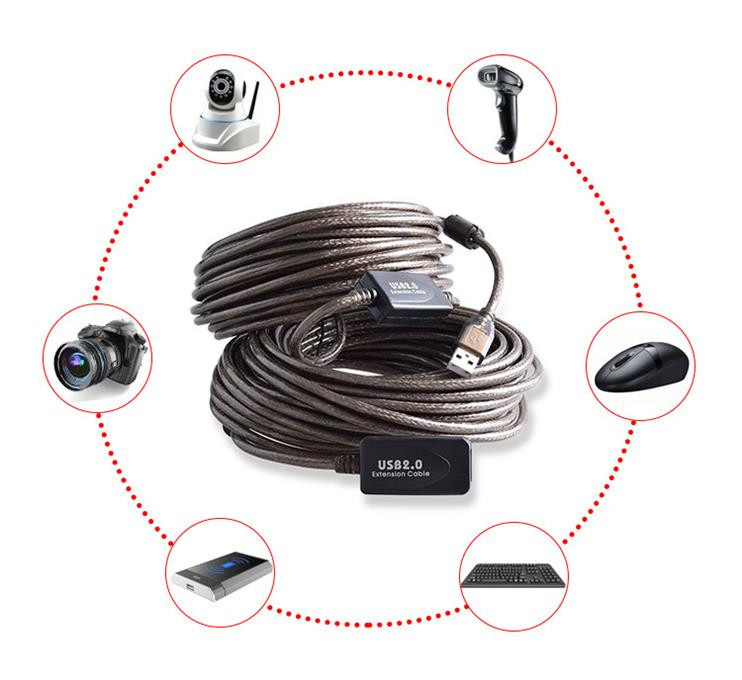 کابل افزایش طول USB 2.0 برددار دی نت DT-461 طول 20 متر