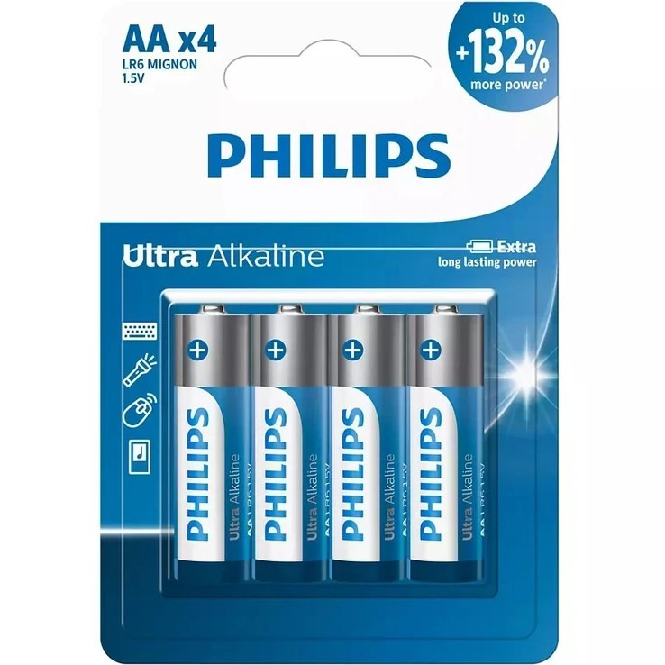باتری قلمی آلکالاین فیلیپس بسته 4 عددی مدل Ultra Alkaline