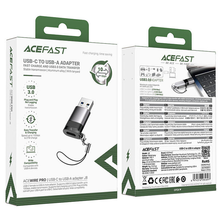 مبدل Type-C به USB ایس فست ACEFAST J8 Acewire Pro