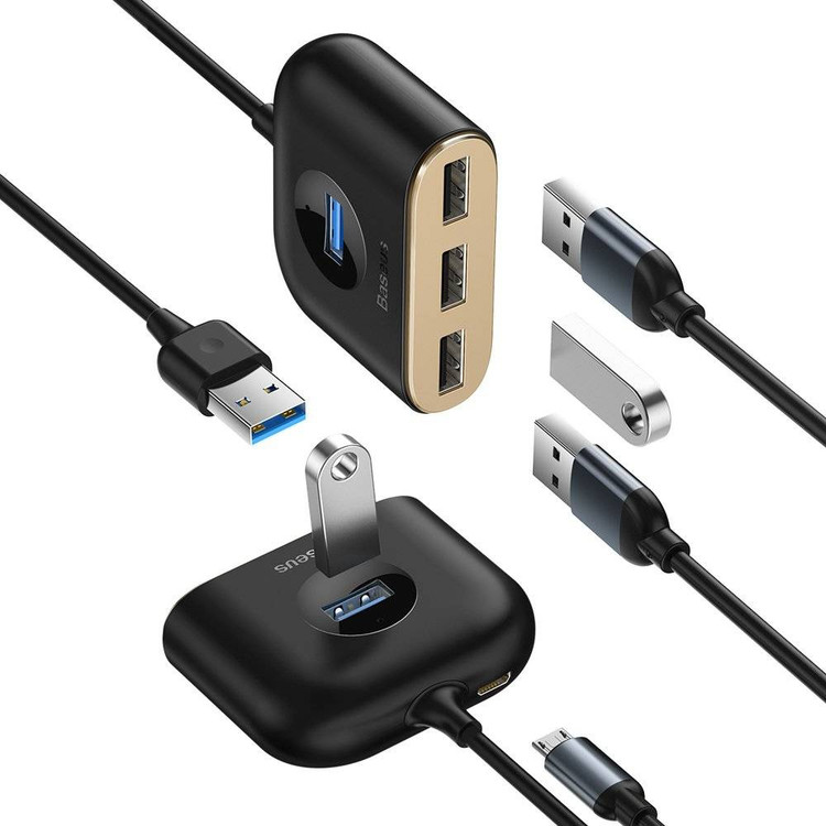 هاب USB چهار پورت بیسوس مدل Baseus Square Round CAHUB-AY01 با کابل ۱ متری
