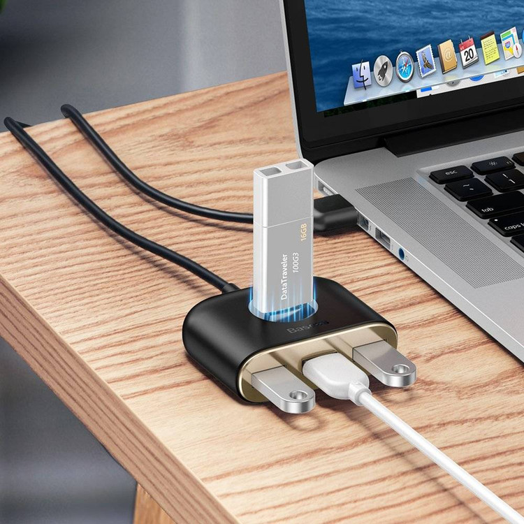 هاب USB چهار پورت بیسوس مدل Baseus Square Round CAHUB-AY01 با کابل ۱ متری
