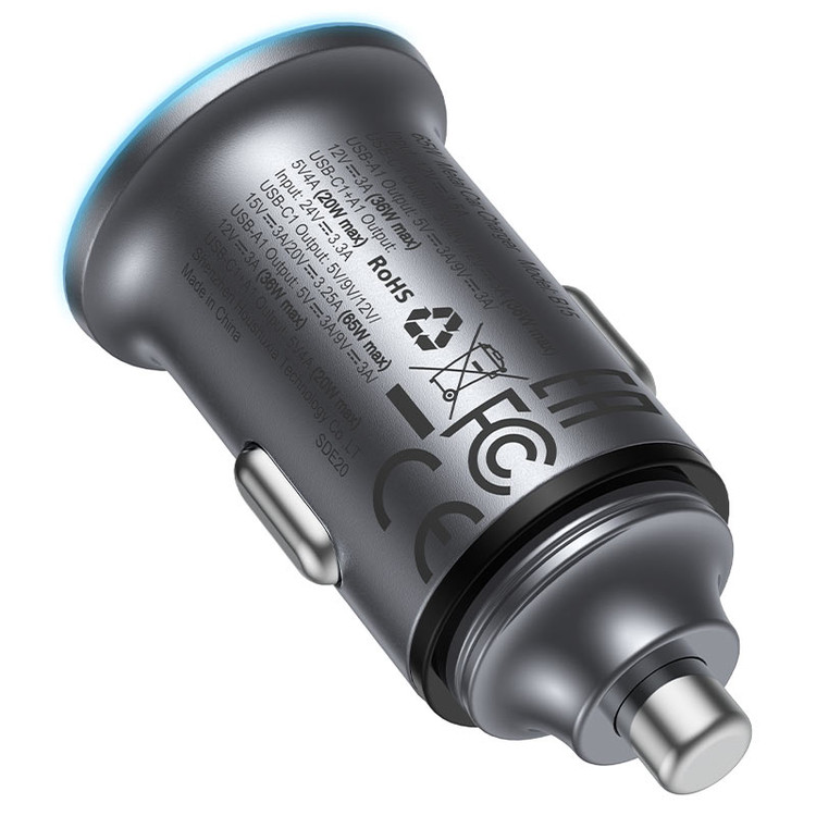 شارژر فندکی 65 وات ایس فست ACEFAST B15 (دارای پورت USB-C و USB-A با فناوری فست شارژ PD و QC4+)