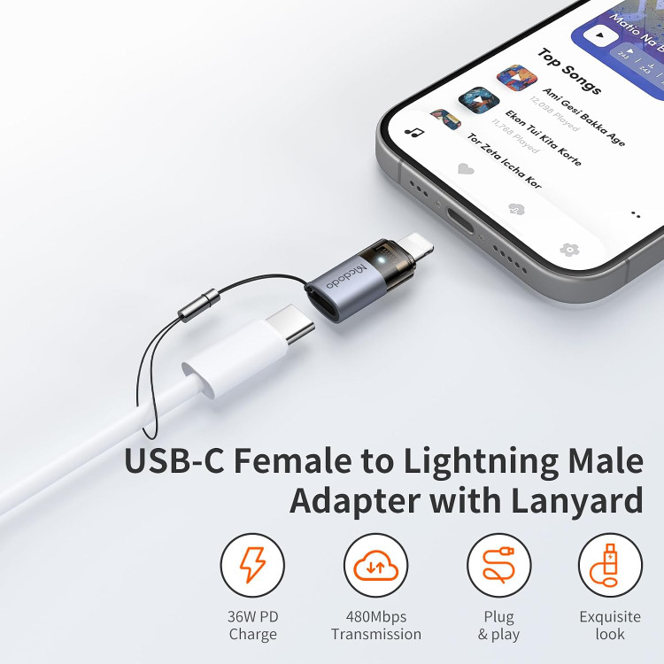 مبدل OTG مکدودو Mcdodo OT-7630 تبدیل Type-C به Lightning توان 36 وات با پشتیبانی از فست شارژ PD و انتقال دیتا