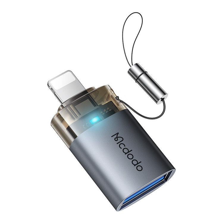 مبدل OTG لایتنینگ به USB مکدودو مدل Mcdodo OT-7390 دارای نشانگر LED و بند آویز