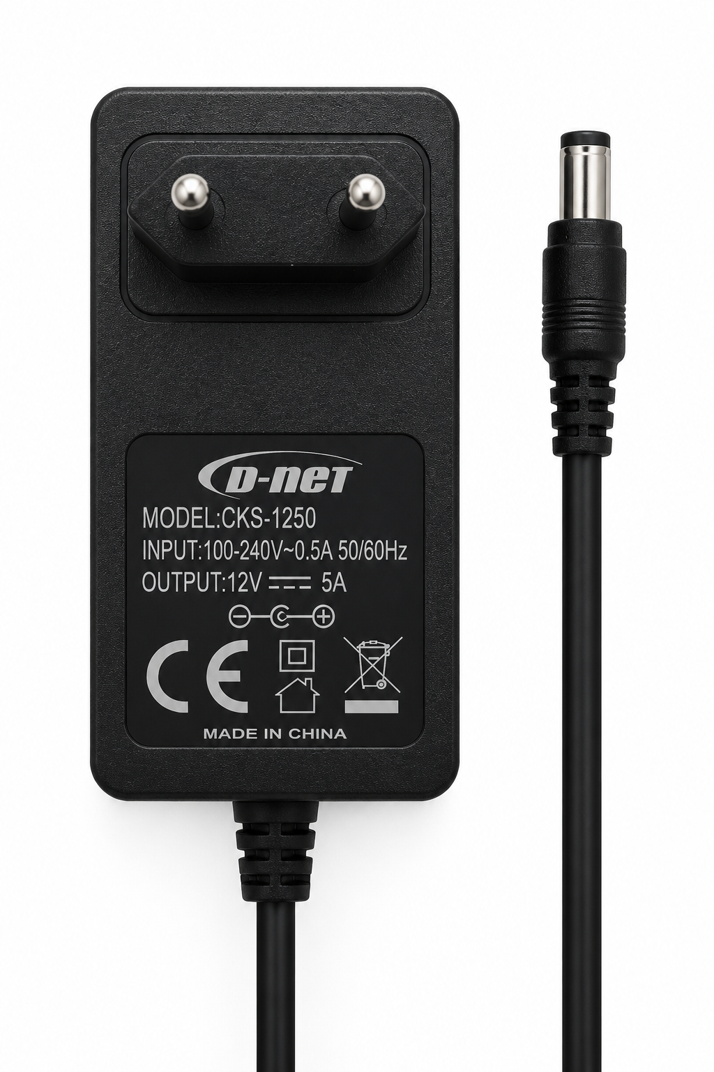 آداپتور 12 ولت 5 آمپر دینت (D-Net) مدل DT-33 (کد فنی CKS-1250) | خروجی 60 وات و دوشاخه استاندارد EU