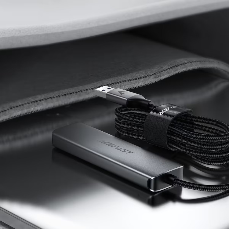 هاب ۴ پورت USB 3.0 ایسفست مدل ACEFAST J17 | کابل ۱ متری کنفی بافتهشده، بدنه آلومینیومی، سرعت انتقال ۵ گیگابیت بر ثانیه، Plug & Play
