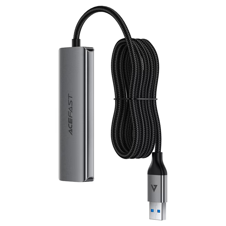 هاب ۴ پورت USB 3.0 ایسفست مدل ACEFAST J17 | کابل ۱ متری کنفی بافتهشده، بدنه آلومینیومی، سرعت انتقال ۵ گیگابیت بر ثانیه، Plug & Play