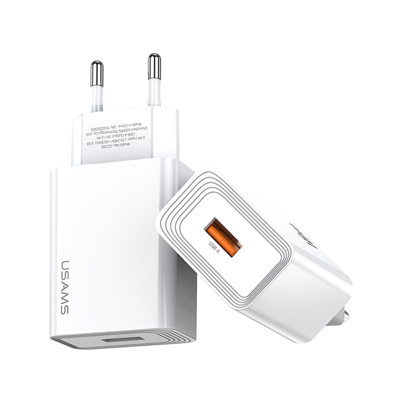 شارژر دیواری تک پورت یوسمز USAMS مدل CC326 T69 توان 10.5W  2.1A  دوشاخه استاندارد ایران (EU Plug)، بدنه ضدحریق، سیستم هوشمند کنترل شارژ