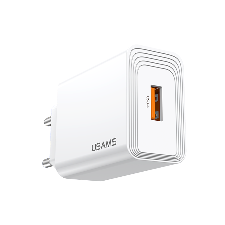 شارژر دیواری تک پورت یوسمز USAMS مدل CC326 T69 توان 10.5W / 2.1A | دوشاخه استاندارد ایران (EU Plug)، بدنه ضدحریق، سیستم هوشمند کنترل شارژ