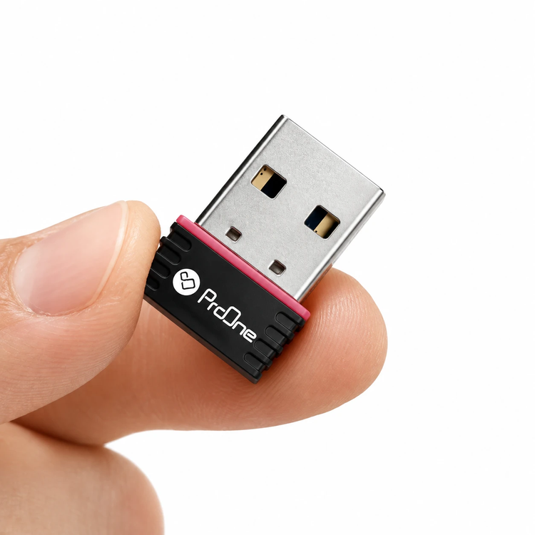 کارت شبکه USB بی سیم پرووان (ProOne) مدل PWD87 | دانگل وای فای پرسرعت 150Mbps، فرکانس 2.4GHz، استاندارد 802.11n، طراحی نانو و جمعوجور