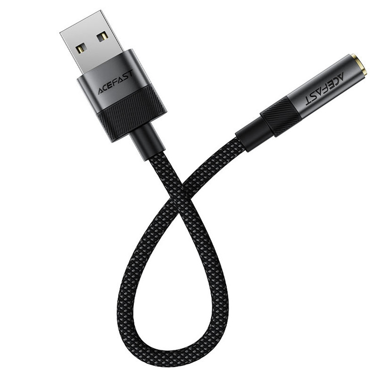 مبدل صوتی USB به جک ۳.۵ میلیمتری اِیس فست (Acefast) مدل J13 | کارت صدا اکسترنال USB-A به AUX مادگی، کیفیت Hi-Fi، پشتیبانی از میکروفون، کابل کنفی ۰.۱۵ متر