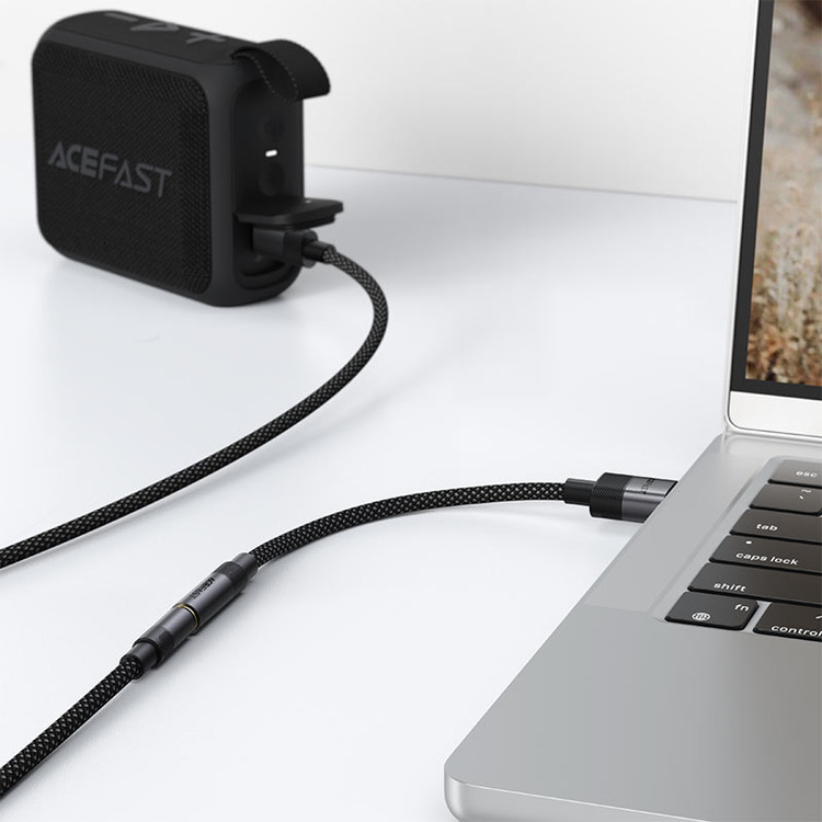 مبدل صوتی USB به جک ۳.۵ میلیمتری اِیس فست (Acefast) مدل J13 | کارت صدا اکسترنال USB-A به AUX مادگی، کیفیت Hi-Fi، پشتیبانی از میکروفون، کابل کنفی ۰.۱۵ متر