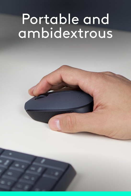 ماوس بیسیم لاجیتک (Logitech) مدل M170 | ماوس اداری و خانگی وایرلس 2.4GHz اپتیکال با برد ۱۰ متر، دانگل نانو USB و باتری با دوام ۱۲ ماه