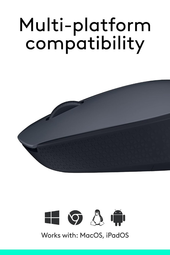 ماوس بیسیم لاجیتک (Logitech) مدل M170 | ماوس اداری و خانگی وایرلس 2.4GHz اپتیکال با برد ۱۰ متر، دانگل نانو USB و باتری با دوام ۱۲ ماه