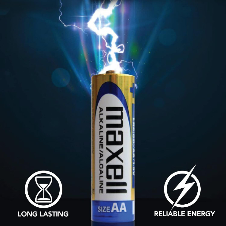 باتری قلمی آلکالاین مکسل (Maxell) مدل LR6 AA بسته ۲ عددی | باتری قلمی ۱.۵ ولت با ماندگاری طولانی (Longer Lasting Power)