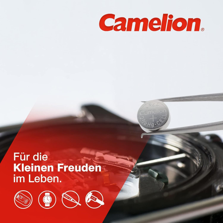 باتری ساعتی آلکالاین کملیون (Camelion) مدل AG3 / LR41 بسته ۲ عددی | باتری دکمهای ۱.۵ ولت مینیاتوری مناسب تبسنج دیجیتال، ساعت مچی و لیزر