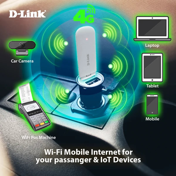 مودم دانگل 4G LTE دیلینک مدل D-Link DWR-910M | مودم روتر بیسیم سیمکارتی USB (وینگل) سرعت 150Mbps، تغذیه 5V پورت USB، مناسب خودرو، پاوربانک و لپتاپ